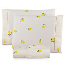 Premium Printed Fitted Sheet Set With Elastic + Pillowcases, 200 Thread Count, Single, Full, Queen And King Sizes, Hypoallergenic - Lemon Straw - View 3