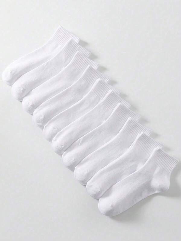 1/5/10/15/20 Paar Schwarz & Weiß Damen Knöchelsocken, Frühling/Sommer einfarbige lässige schweißabsorbierende Wadenhöhe Socken, Unisex täglicher Modestil