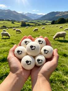 1 pieza Bola de lana natural para secadora, suavizante de tela reutilizable, reduce arrugas & estática, acorta el tiempo de secado, herramienta de lavandería - Bolas de secado de lana nuevas - Ver 7