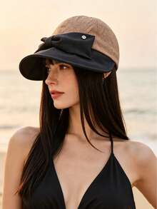 Mũ lưỡi trai nơ bướm cho nữ, mũ cưỡi ngựa mùa xuân và mùa hè, mũ che nắng ngoài trời, mũ chống nắng gấp gọn - Nhiều màu - Xem 1