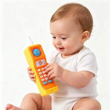 Musical Toy Phone For Babies With Simulated Sound And Light, Cartoon Design, Educational Toy For Early Baby Education. - Yellow Blue - View 4