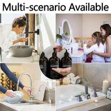 3pcs/2pcs Bathroom Dispenser Bottle Set, Shampoo Body Wash Liquid Soap Dispenser, Refillable, Farmhouse Hotel Decor Bathroom Accessories, PET Material With Pump Head Press Empty Bottle, Includes Waterproof Labels, Amber Color - Amber - View 9
