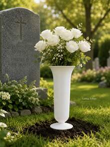 Gedenk-Friedhofsvase mit Bodenstab, Outdoor-Grabblumenständer für Beerdigungen, Friedhofsdekoration, Blumenarrangement für Gedenkgarten - A - Übersicht 8