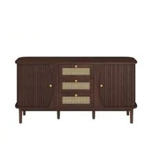 Buffet, Rattan Chest Of Drawers, Chest Of Drawers With Sliding Doors, Adjustable Shelves And Rounded Top. - 自然色 - 查看 8
