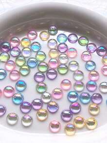 200pcs 8mm Transparent Semi Circle AB Acrylic Flat Bottom Rhinestone Nail Art Clip DIY Craft Decorative Accessories - Color - View 13