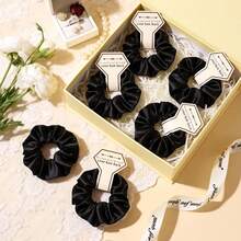 10/1pc Wedding Bridesmaid Hair Scrunchies, Bridesmaid Party Favors, Wedding Hair Accessories, Non-Damaging Design, Large Capacity Romantic Gift Box Filler, Bridesmaid DIY Wedding Keepsakes, Wedding Party Supplies, Birthday Party - Black - View 2