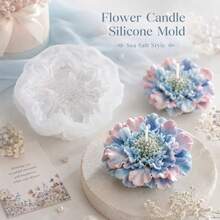 1pc 3D Large Flower Cushion Silicone Mold, Aesthetic Flower Cushion Candle Mold, For Room Decor, Exquisite Pleated Petal Soap Mold, For DIY Handmade, Elegant Large Flower Cushion Pattern, For Desktop Decor Gift - A - View 7