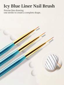 RS NAIL 3支裝美甲彩繪筆刷組，勾線刷套組，7mm/9mm/11mm 美甲繪圖工具，細尖頭，DIY美甲工具，適用長線條、細節勾勒、精細繪圖，適合初學者與專業人士 - 薄荷藍 - 查看 10