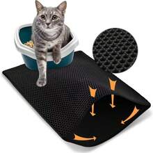 1pc Universal Multi-Color Optional Double-Layer Honeycomb Mesh EVA Material Anti-Crush Anti-Splash Waterproof Anti-Slip Simple Double-Layer Filtration Leak-Proof Cat Litter Mat, Pet Essential, Cat & Dog Daily Cleaning Mat - Black - View 7