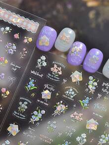 1pc Shell Glowing Acrylic Nail Stickers - Popular Inspired Minimalist Nail Stickers For Early Spring - Hesperite Sticker Materials For Accessories - Multicolor - View 2