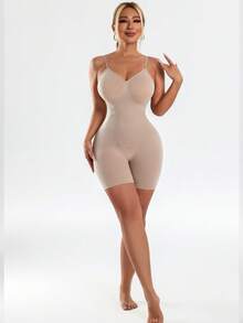 Women's All-Season Sexy Elegant Comfortable Durable Solid Color Jumpsuit - Apricot - View 6
