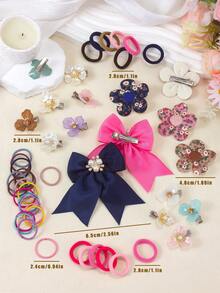 178pcs Vintage Atmosphere Girls Hair Accessories Set, Pearl Rhinestone Solid Color Hair Clips, Pearl Ditsy Floral Flower Hairpins, Shiny 3D Clover Alligator Hair Clips, Side Clips, High Elasticity Towel Scrunchies, Thin Hair Ties, Daily Match Party Headwear - Multicolor - View 3
