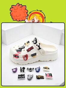 18 pièces Charmes de chaussures de pom-pom girl aux couleurs vives et design amusant, accessoires de boucle de chaussure en caoutchouc souple PVC pour filles sportives, peuvent décorer les pantoufles et les sandales, choix parfait pour les cadeaux de fête - pom-pom girls - Voir 8