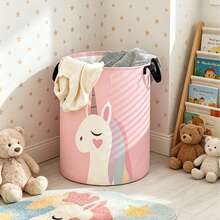 1/2pcs Heart-Shaped Unicorn Horse Pattern Printed Storage Box, Suitable For Room Decor, Basket, Bedroom And Other Multi-Scene Round Storage Box, Can Store Clothes And Household Books, Multi-Functional Room Matching, Convenient Laundry Basket - View 1
