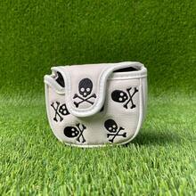 Copri-testa per putter da golf con ricamo teschio & ossa incrociate, ricamo a contrasto nero & bianco, aspetto stile street scuro, accessorio da golf - Bianco - Visualizzare 4