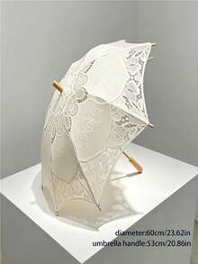 Wedding Photography Props, Bachelorette Party Accessories, Lace Fan, Garden Party Parasol, Cosplay Event Umbrella, Tea Party Decor Umbrella, Gothic Style Photography Parasol, Bride And Bridesmaid Umbrella, Halloween Costume Matching Parasol, Engagement Photo Shoot Umbrella, Birthday Party Lace Umbrella - Lace Umbrella - Suitable for One Person - View 8