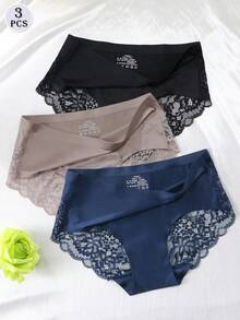 3件組女款性感冰絲無縫三角內褲 - 彩色 - 查看 2