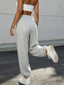 GEMCHO Pantalon de sport à taille élastique et cordon de serrage, convient pour la saison de remise des diplômes, la rentrée scolaire, la tenue de printemps pour les enseignantes - Gris - Voir 11