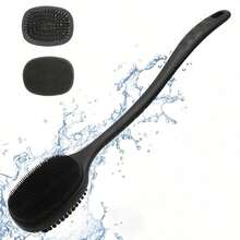 Body Scrub Long Shower Body Brush Exfoliating Tool For Skin Easy To Clean With Lather For Wet Or Dry Use Bath Brush For Men Women - Black - View 1