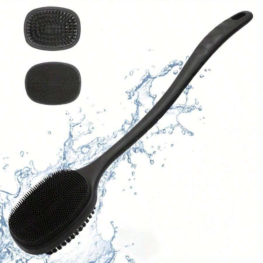Body Scrub Long Shower Body Brush Exfoliating Tool For Skin Easy To Clean With Lather For Wet Or Dry Use Bath Brush For Men Women - Black - View 1
