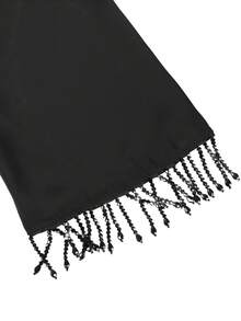 Women's Simple Elegant Tassel Detail Waist-Cinched Dress Black - Black - View 10