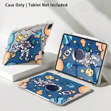 Funda protectora de acrílico cristalino con efecto pintado de astronauta, cohete y planeta, con soporte, compatible con Honor/Apple/ y otros modelos de tabletas populares, plegable anti-doblez, esquinas reforzadas de silicona, función de activación/suspensión automática, ranura para lápiz incorporada, soporte plegable multi-ángulo - Regalo perfecto para las vacaciones - Multicolor - Ver 8