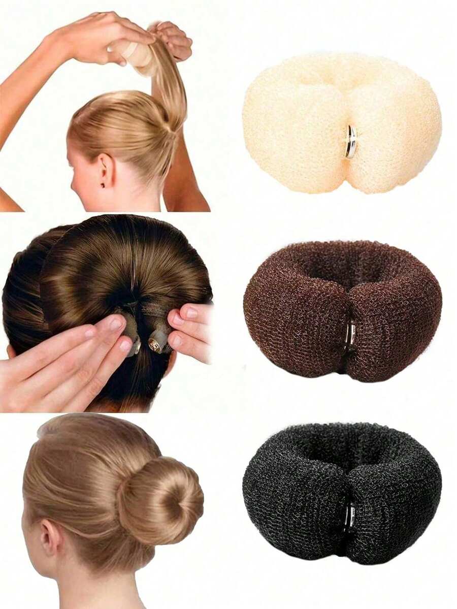 2 buah Ikat Rambut Halus Tak Terlihat – Ikat Rambut Minimalis Penambah Volume untuk Memudahkan Penataan Sanggul & Ekor Kuda, Aksesori Rambut Penting untuk Pemakaian Sehari-hari, Karet Rambut Elastis - MultiWarna - View 1