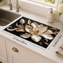 1pc 3D Floral Pattern Diatomaceous Earth Absorbent Mat, Non-Slip Heat-Resistant Water-Absorbing Pad, Suitable For Kitchen Countertop, Coffee Machine, Tableware, Home, Cafe, Bar, Party Decoration, Placemat Gift - Multicolor - View 11