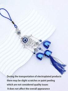 1pc Turkish Blue Evil Eye Wind Chime, Metal Bell Hanging Decor, Multi-Purpose Home Wall Door Car Decoration, Lucky Blessing Traditional Amulet, Hook Sold Separately - Multiple Styles - View 4