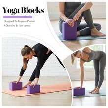 5 Pcs Yoga Blocks Knee Pads Yoga Strap Set, Soft Premium Foam Blocks Accessories For Pilates Meditation General Fitness Stability, Kneeling, Balance, Deepen Stretches And Toning Purple - Purple - View 5