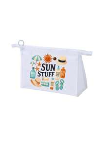網格化妝包，帶化妝面具圖案，特色「Sun Items」字母設計，夏季防曬收納包，多功能化妝包，便攜收納包，化妝包，護膚包，旅行必需品，宿舍用品，浴室收納，珠寶收納，唇彩與化妝品收納包，學校用品包，化妝包假期必需品，化妝品收納，婚禮新娘禮物，母親節禮物，生日禮物，送給朋友和老師的禮物 - 彩色 - 查看 14