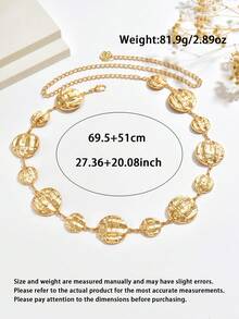 1pc Bohemian Style Gold Circle Geometric Asymmetrical Texture Chain Waist Chain, Punk Personalized Versatile Women's Fashion Body Chain, Suitable For Daily, Banquet, Party, Gathering, Holiday Gift - Gold - View 6