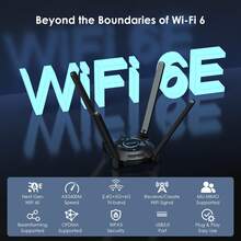 Adaptor WiFi USB untuk PC, Adaptor Jaringan Nirkabel Tri-Band AX5400 2.4/5/6GHz dengan 4 Antena Gain Tinggi 5dBi untuk Desktop, Laptop, Mendukung Windows 10/11 - View 3