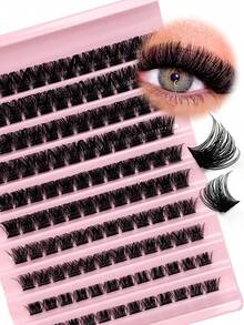 120 Clusters D Curl Thick Curly Individual Lash Extensions 8-16mm Single Cluster DIY Eyelash Extensions - D - 查看 1