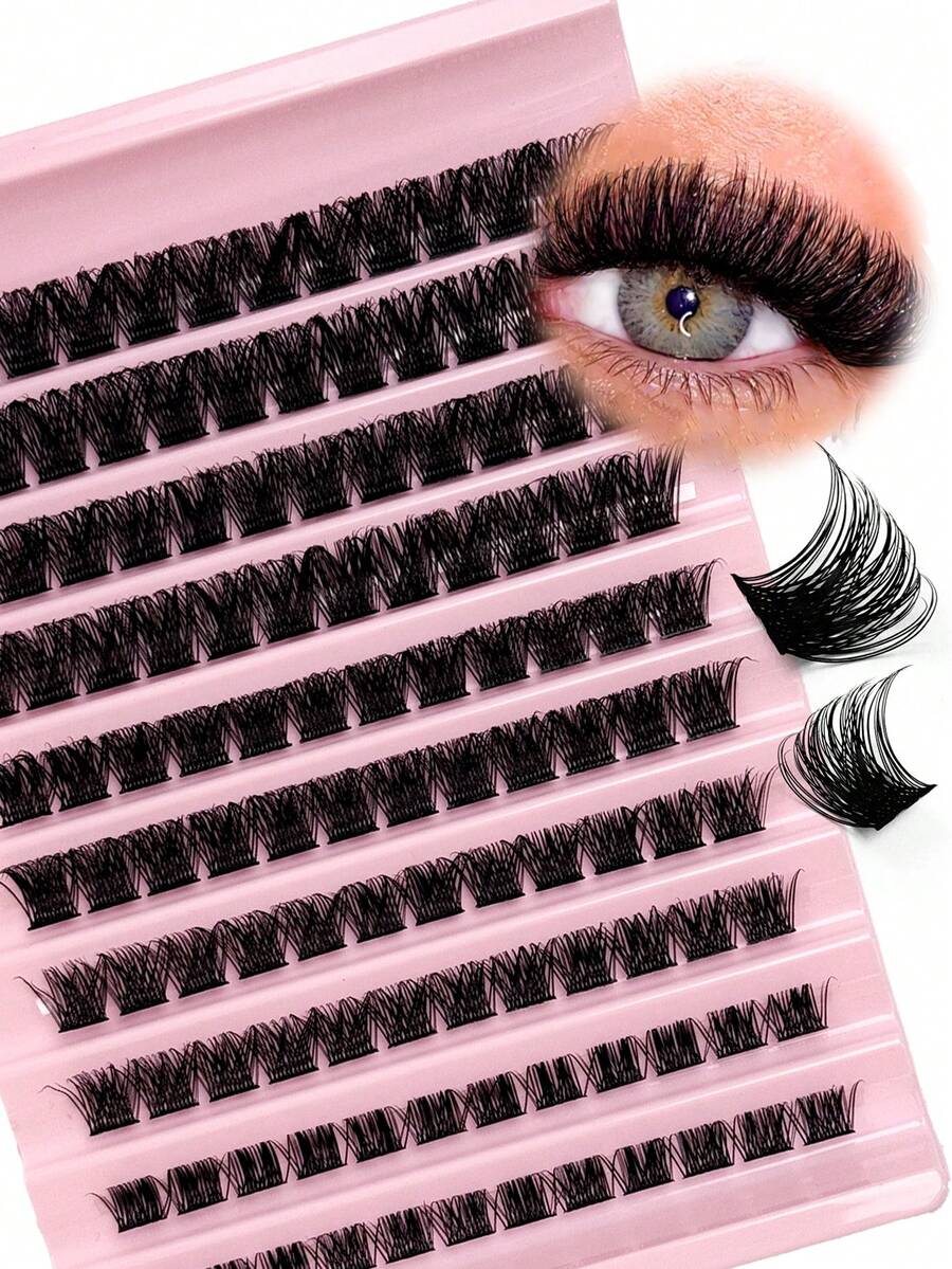 120 Clusters D Curl Thick Curly Individual Lash Extensions 8-16mm Single Cluster DIY Eyelash Extensions - D - 查看 1