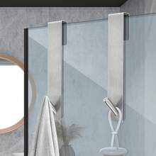 Stainless Steel Towel Hook, Shower Door Hook, Extended Length. No Drilling Or Adhesive Required. Perfect For Hanging Towels, Bathrobes, Clothes, And More. Ideal For Use In Bathrooms, Hotels, And Dormitories. A Great Gift Choice For Women. - Multicolor - View 4