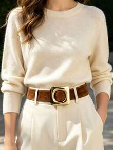 APLCSEY 2pcs/1pc Women's Belt Suitable For Daily Wear - Camel - View 5