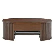 Lift-Top Coffee Table, Coffee Table With Curved Wooden Sides, Removable Shelf, Lift-Top, Multifunctional Living Room Furniture. - Walnut Wood Color - View 6
