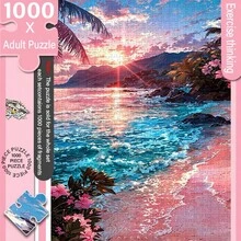 1000片成人迷你拼圖盒裝 - 這款精準切割的拼圖以夢幻海邊日落為主題，難度等級具挑戰性且耐刮，是成人休閒與家庭互動的絕佳選擇，結合了DIY裝飾與藝術收藏價值，也是萬聖節和聖誕節的絕佳禮物，能幫助您鍛鍊大腦並獲得美感與樂趣的雙重滿足感 - 彩色 - 查看 2