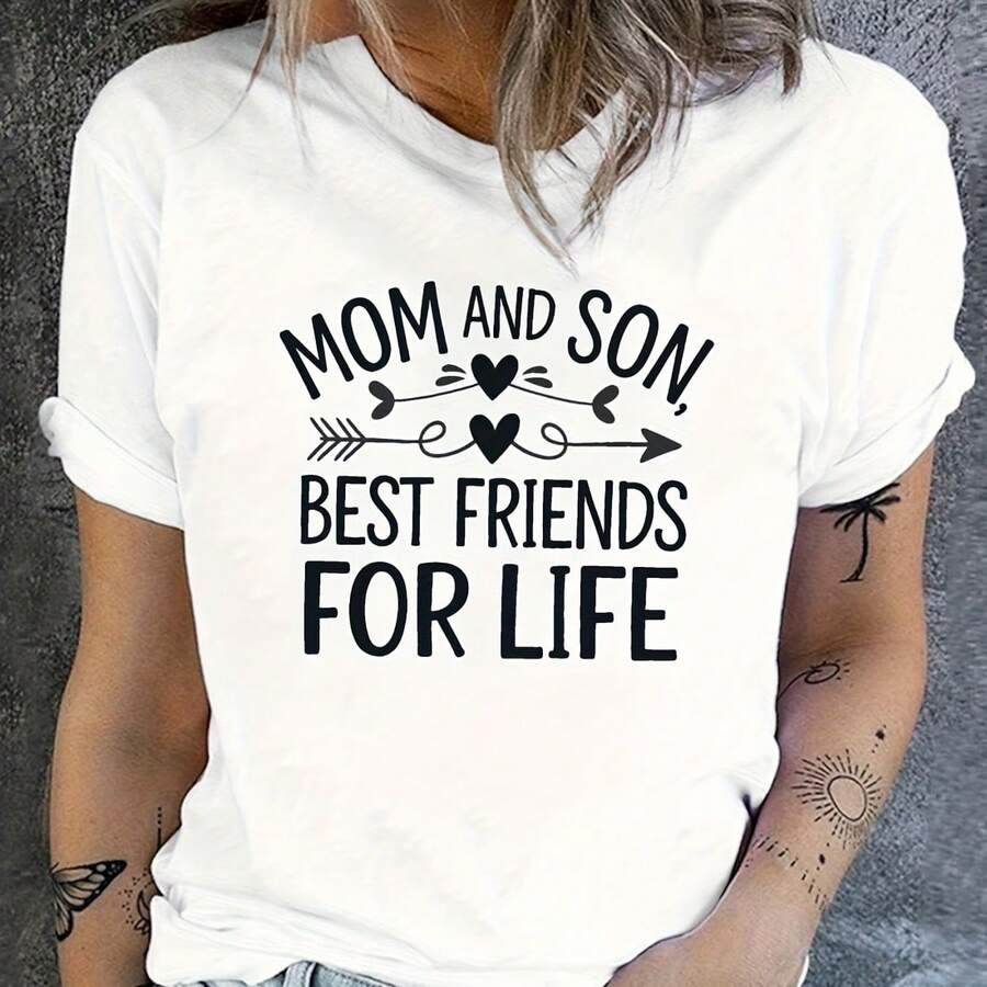Forever best friends, clothing to enhance the bond between mother and child - white crew neck casual T-shirt - Weiss - Übersicht 1