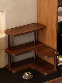 1 pieza Estante de almacenamiento multifuncional para escritorio, soporte multiusos para tazas, estante para perfumes, estante para especias, soporte para pasteles, adecuado para tazas de agua, tazas de café, juegos de té, escritorio de oficina, barra de café, cocina, decoración del hogar - Estilo de esquina - Ver 6