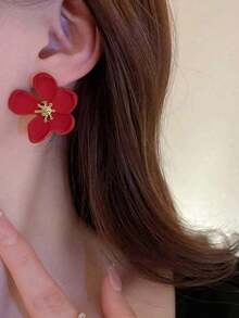 Anting-anting Bunga Mewah Elegan Premium, Anting-anting Tusuk Kreatif Serbaguna yang Dipersonalisasi, Anting-anting Kelopak Besar yang Berlebihan - Anting-anting berbentuk kelopak bunga besar - View 2