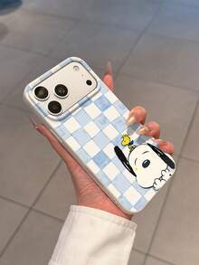 SNOOPY 1件格紋卡通圖案大孔液態米色防摔手機保護殼，矽膠材質，可作為節日禮物，適用於Apple XS/XS Max/XR/11/12/13/14/15/16 Pro/Pro Max/14/15/16 Plus/17/18 Pro Max/18 Pro，中性款，Galaxy S24 Ultra 5G/S22 Ultra 5G/S22 5G/S21 Ultra 5G/S21 FE 5G/S21 5G/A73 5G/A71 4G/A36 5G/A25 5G - 彩色 - 查看 4