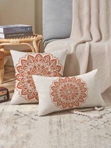 4pcs,Decorative Throw Pillow Covers,Mandala Pattern Cushion Covers,Polyester Fiber Cushion Covers,Hidden Zipper Closure,Machine Washable,Simple Fashion Line Pattern,Home Decorative Throw Pillow Covers,Sofa Living Room Bedroom Throw Pillow Covers,No Pillow Insert - Multicolor - View 6