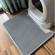 1pc Grey Cat Litter Mat, Small Size Litter Box Mat, Anti-Splash Anti-Tracking, Large Double-Layer EVA Material, Filtration Washable Leak-Proof Litter Mat, Convenient Cleaning, Multiple Sizes Available, Pet Cat Litter Mat - Grey - View 2