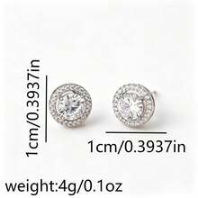 Anting Stud Halo Berkilau Mewah Ringan, Modis dan Serbaguna - Perak - View 2