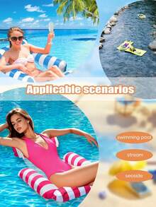 1pc Detachable Mesh Seat Inflatable Pool Float Bed, Adult Portable Swimming Pool Party Supplies, Summer Beach Pool Accessories, Pool Inflatable, Beach Essentials, Pool Float - Multiple Styles - View 4