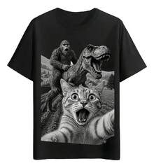 Playeras Gato Con Dinosaurio Y Gorila - Blanco - Ver 6