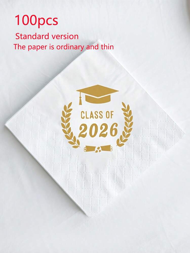 100入 畢業季慶祝派對餐巾紙 2026屆餐巾紙 桌上裝飾 適用於畢業季活動餐具 派對餐巾紙 - 查看 6