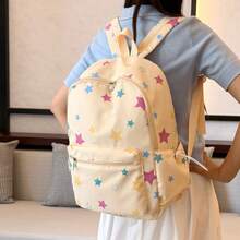 Star Print Backpack, Japanese Style Fresh Student School Bag, Transparent Pocket Large Capacity Backpack - Multicolor - View 11
